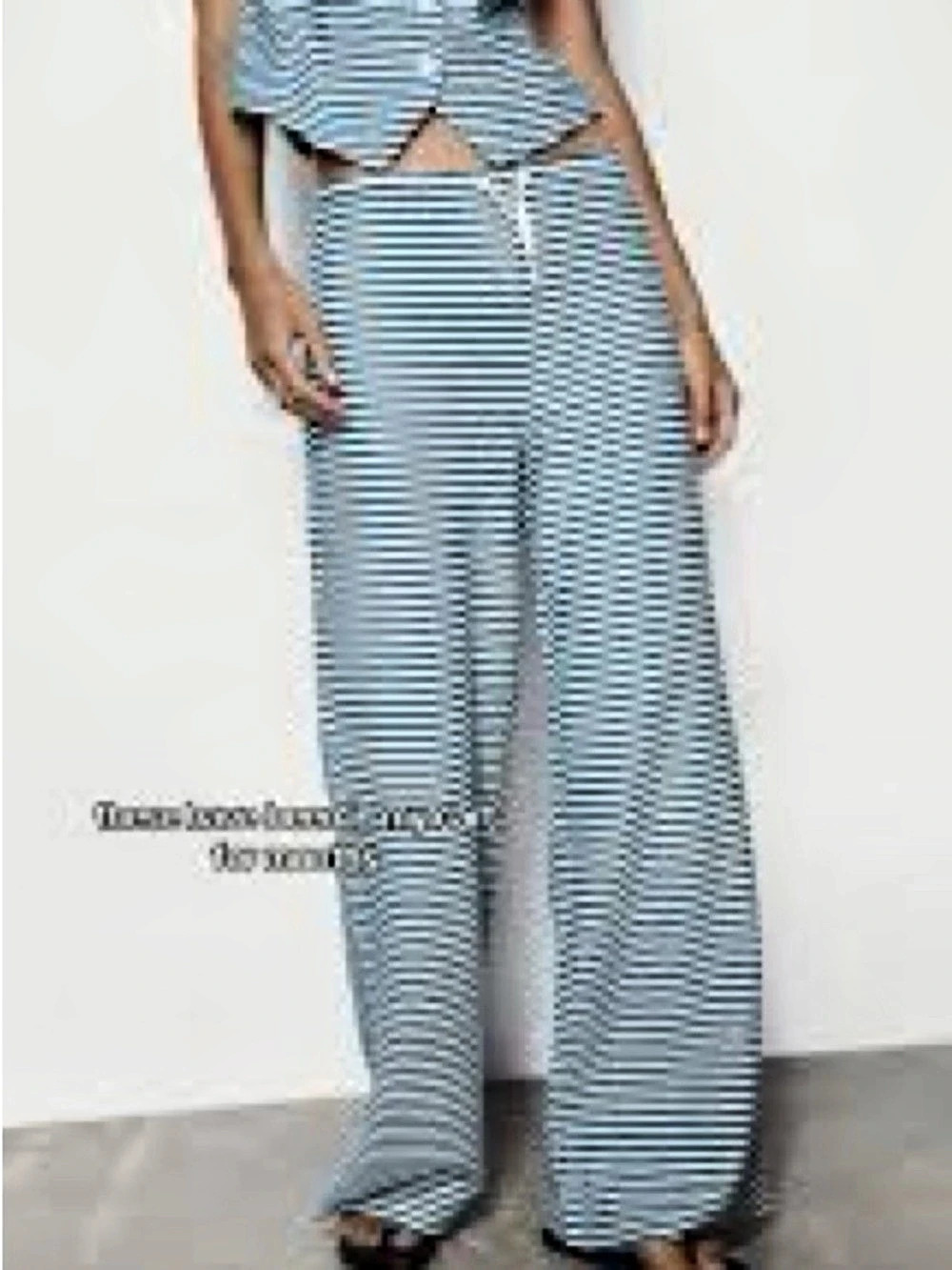 ZARA Striped Wide-Leg Two-Piece Set in Blue & White - Picture 6 of 6